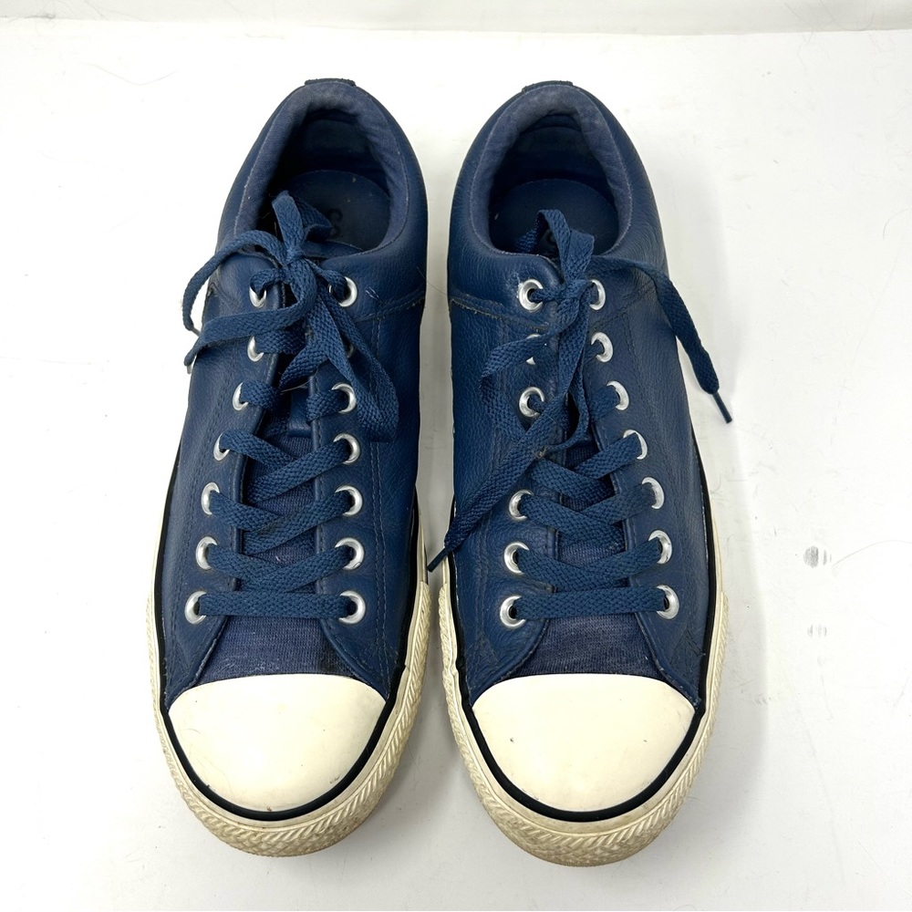 CONVERSE ALL*STAR blue leather sneakers, men’s size 10, women’s size 12